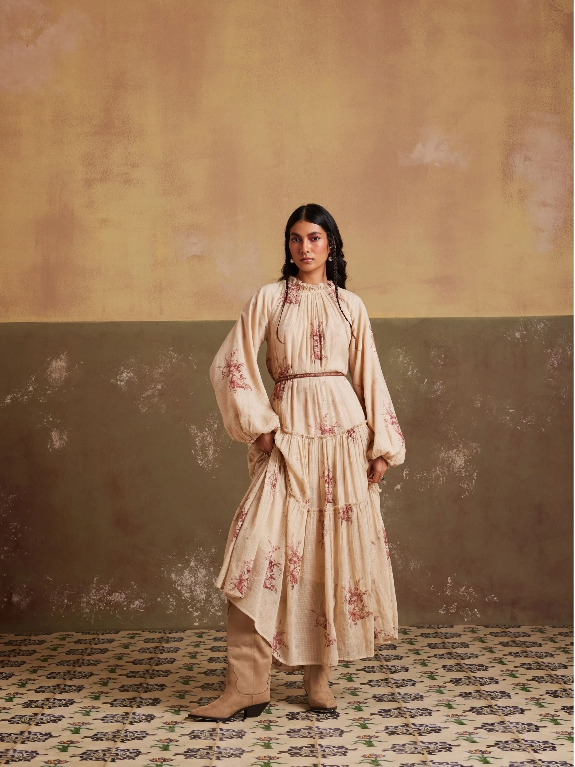 New Season Summer Fall 24-Dress Ezra Cotton Peony print-SS24-EZD-PNY-Fashion Edit Cord Studio