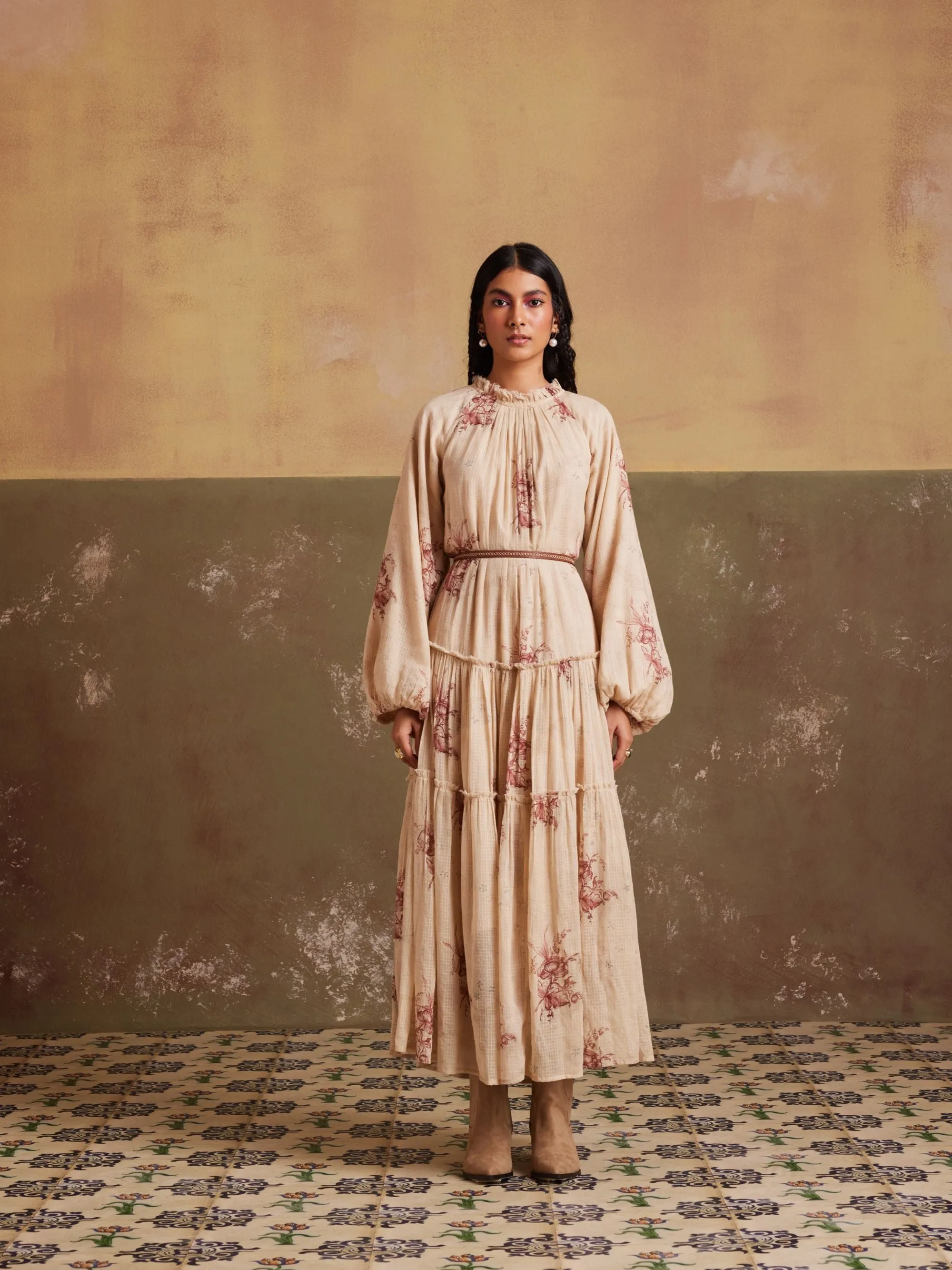 New Season Summer Fall 24-Dress Ezra Cotton Peony print-SS24-EZD-PNY-Fashion Edit Cord Studio