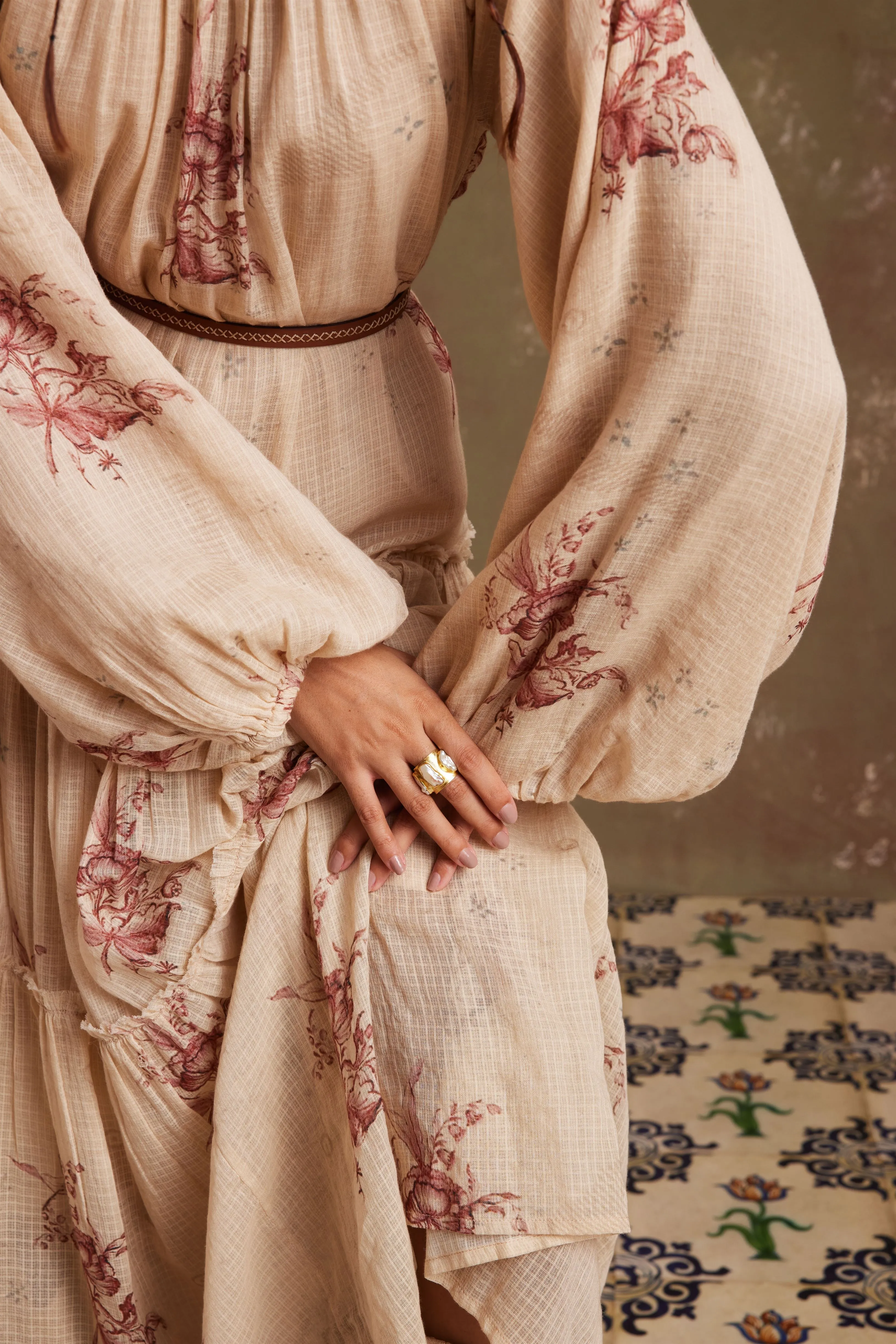 New Season Summer Fall 24-Dress Ezra Cotton Peony print-SS24-EZD-PNY-Fashion Edit Cord Studio