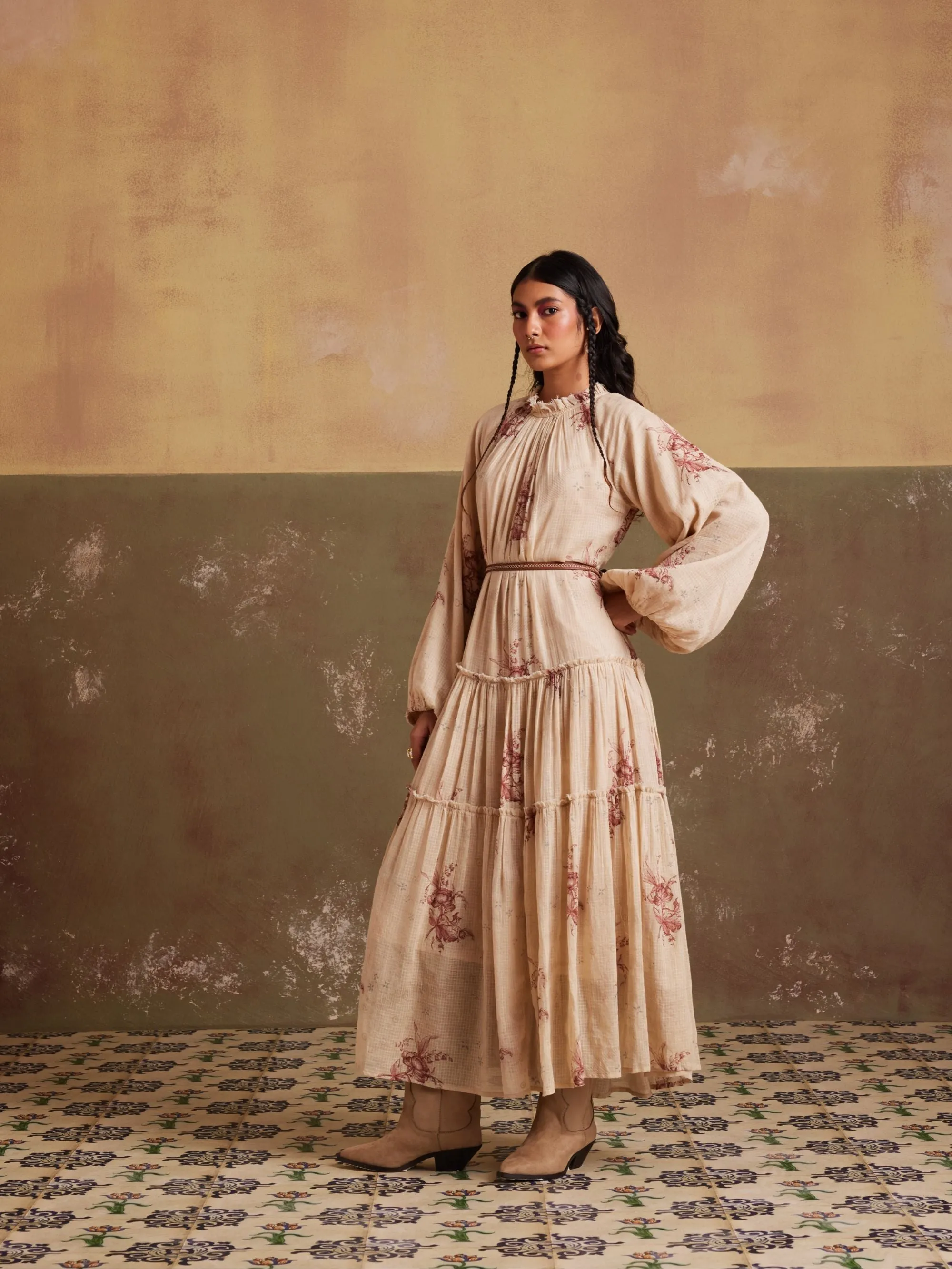 New Season Summer Fall 24-Dress Ezra Cotton Peony print-SS24-EZD-PNY-Fashion Edit Cord Studio