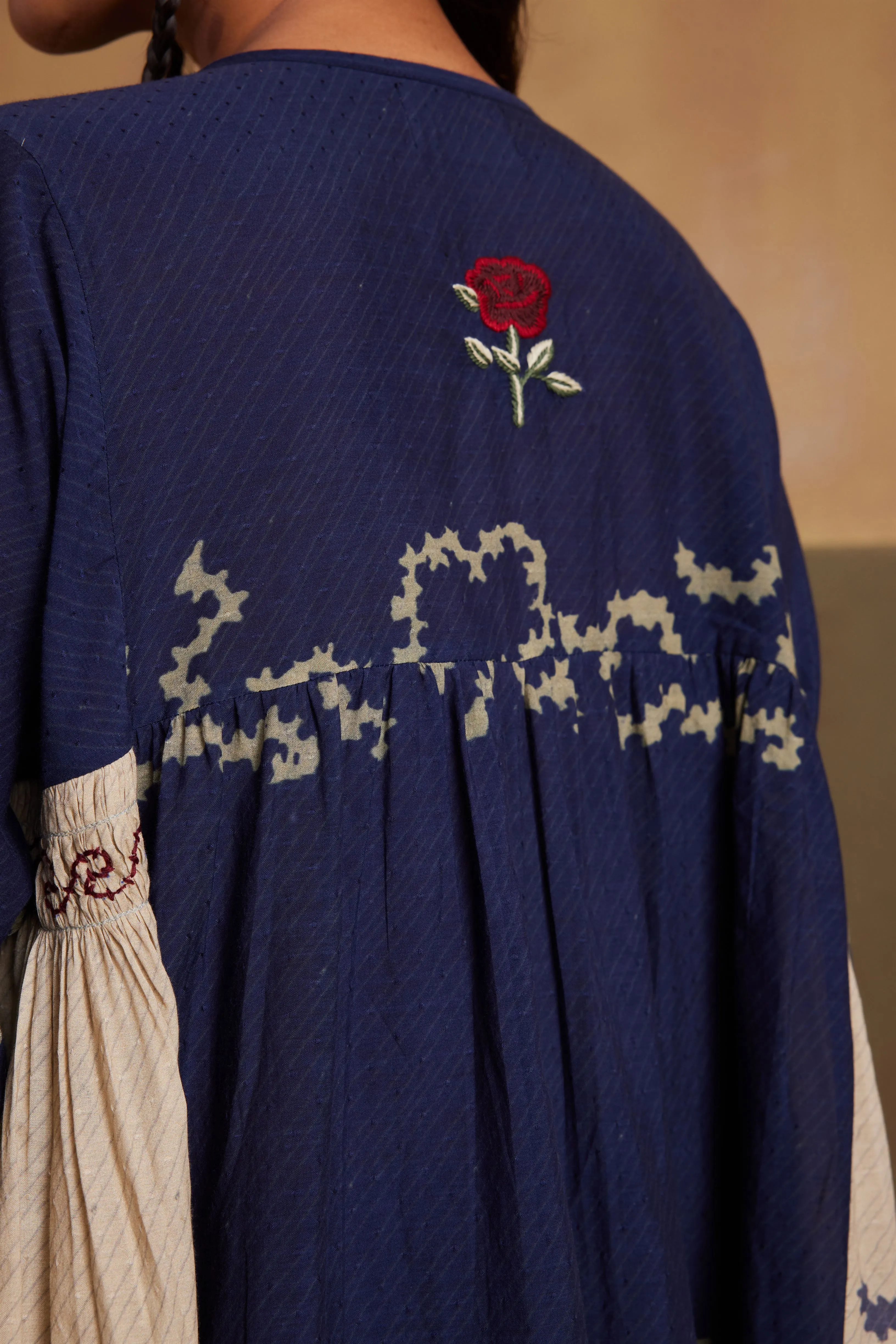 New Season Summer Fall 24-Dress Frida Cotton Indigo Ivory Spiral-SS24-FD-IIS-Fashion Edit Cord Studio