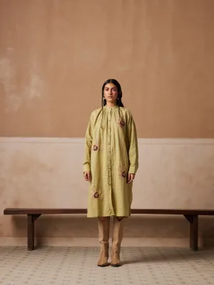 New Season Summer Fall 24-Dress Kaftan Shirt Cotton Lime green-SS24-KSD-LG-Fashion Edit Cord Studio