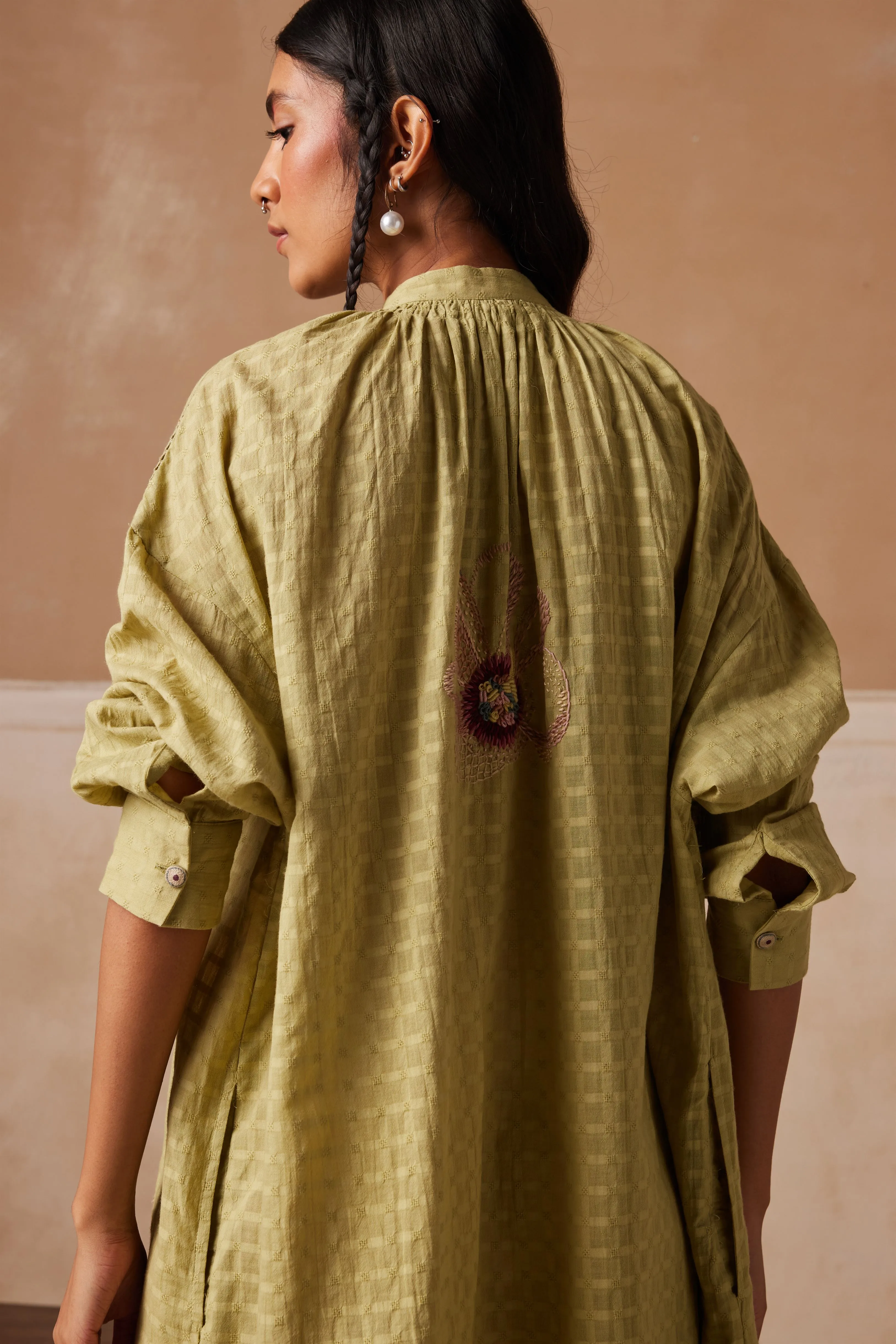 New Season Summer Fall 24-Dress Kaftan Shirt Cotton Lime green-SS24-KSD-LG-Fashion Edit Cord Studio