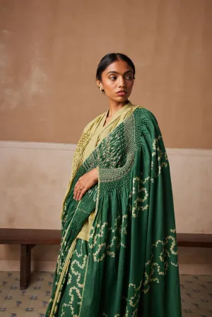 New Season Summer Fall 24-Saree Smocked Cotton Emerald Spiral-SS24-SR-ES-Fashion Edit Cord Studio
