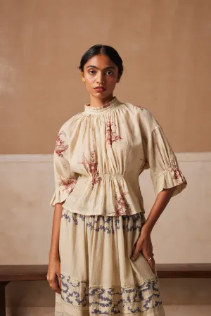 New Season Summer Fall 24-Top Bella Cotton Peony print-SS24-BT-PNY-Fashion Edit Cord Studio