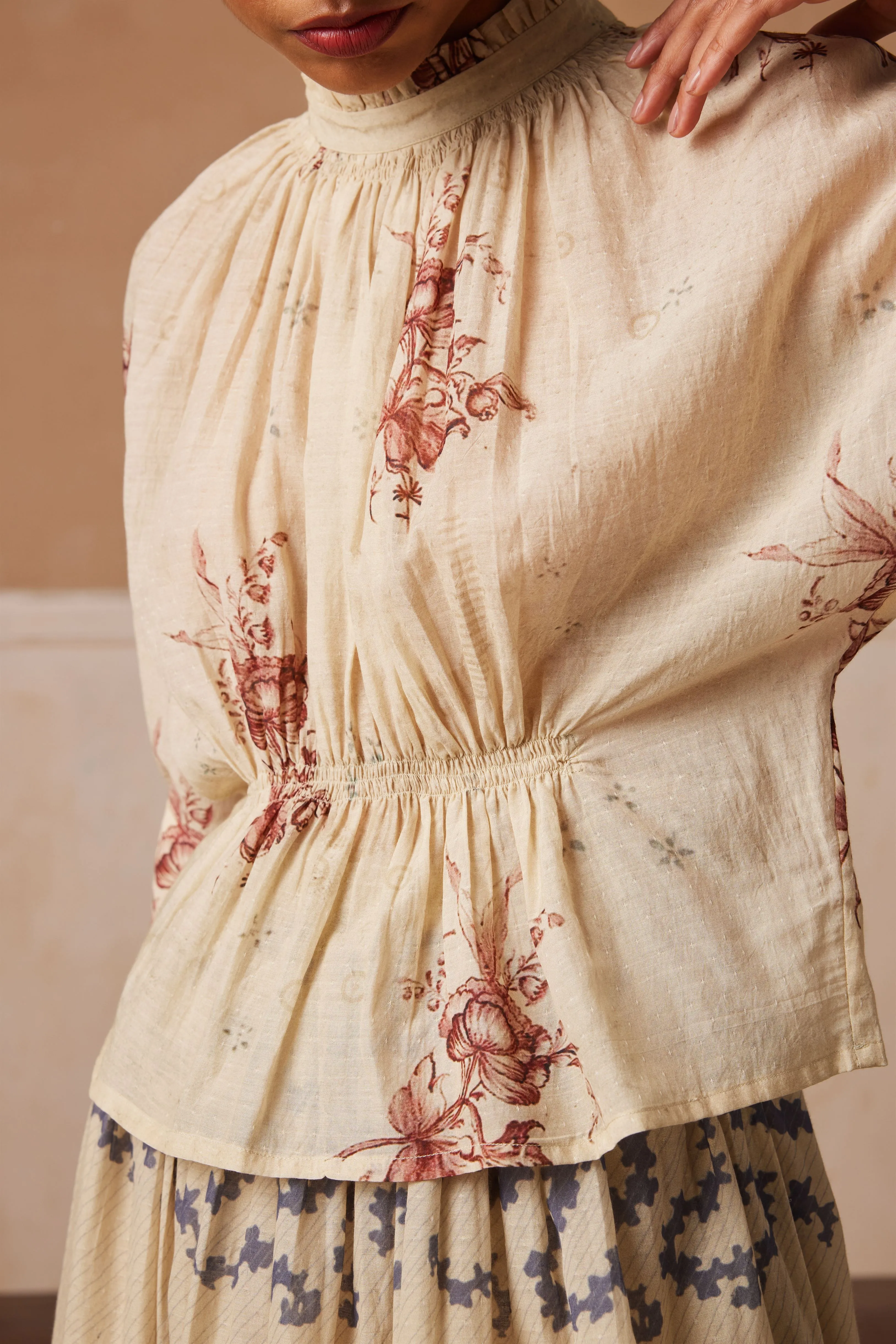 New Season Summer Fall 24-Top Bella Cotton Peony print-SS24-BT-PNY-Fashion Edit Cord Studio
