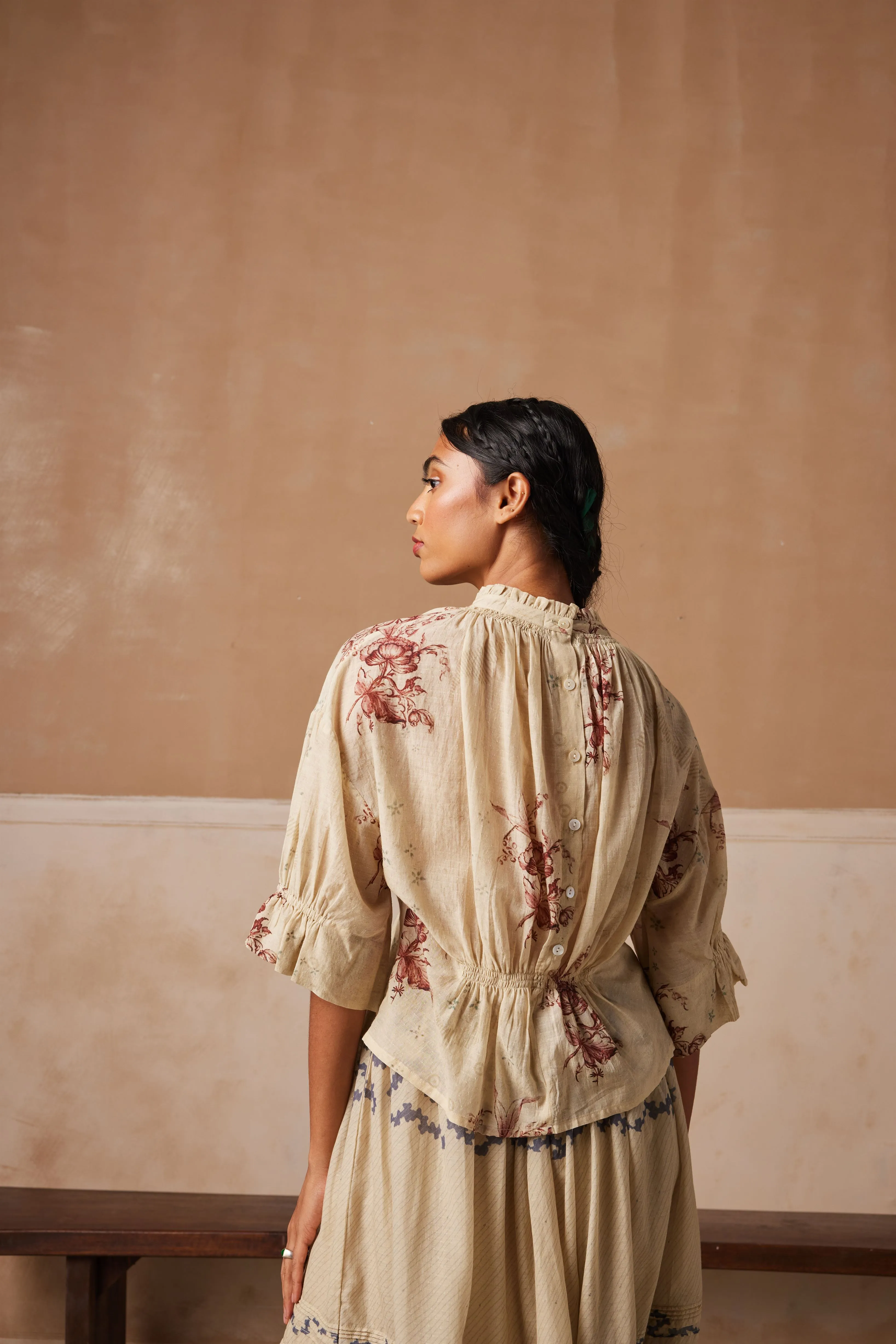 New Season Summer Fall 24-Top Bella Cotton Peony print-SS24-BT-PNY-Fashion Edit Cord Studio