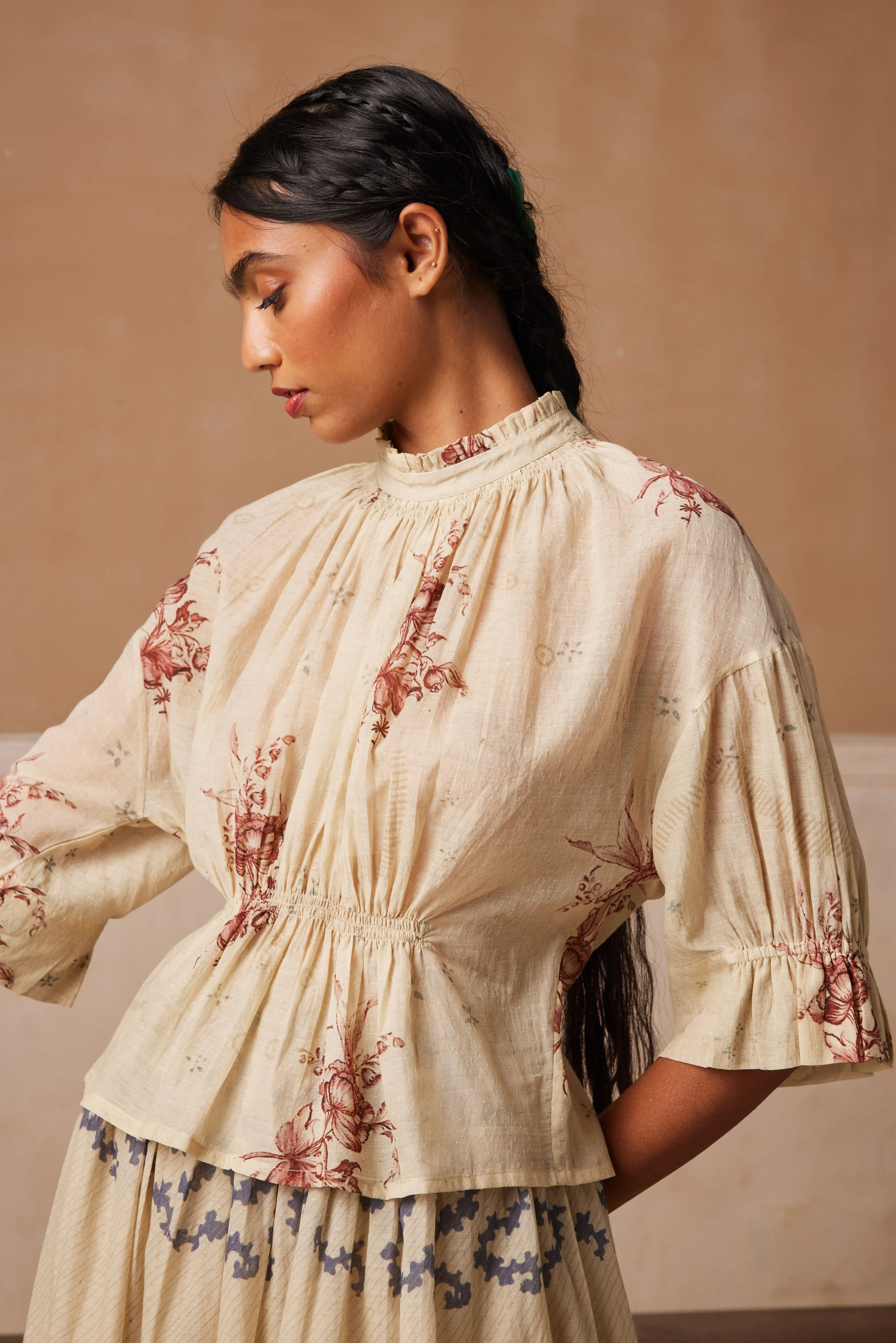New Season Summer Fall 24-Top Bella Cotton Peony print-SS24-BT-PNY-Fashion Edit Cord Studio
