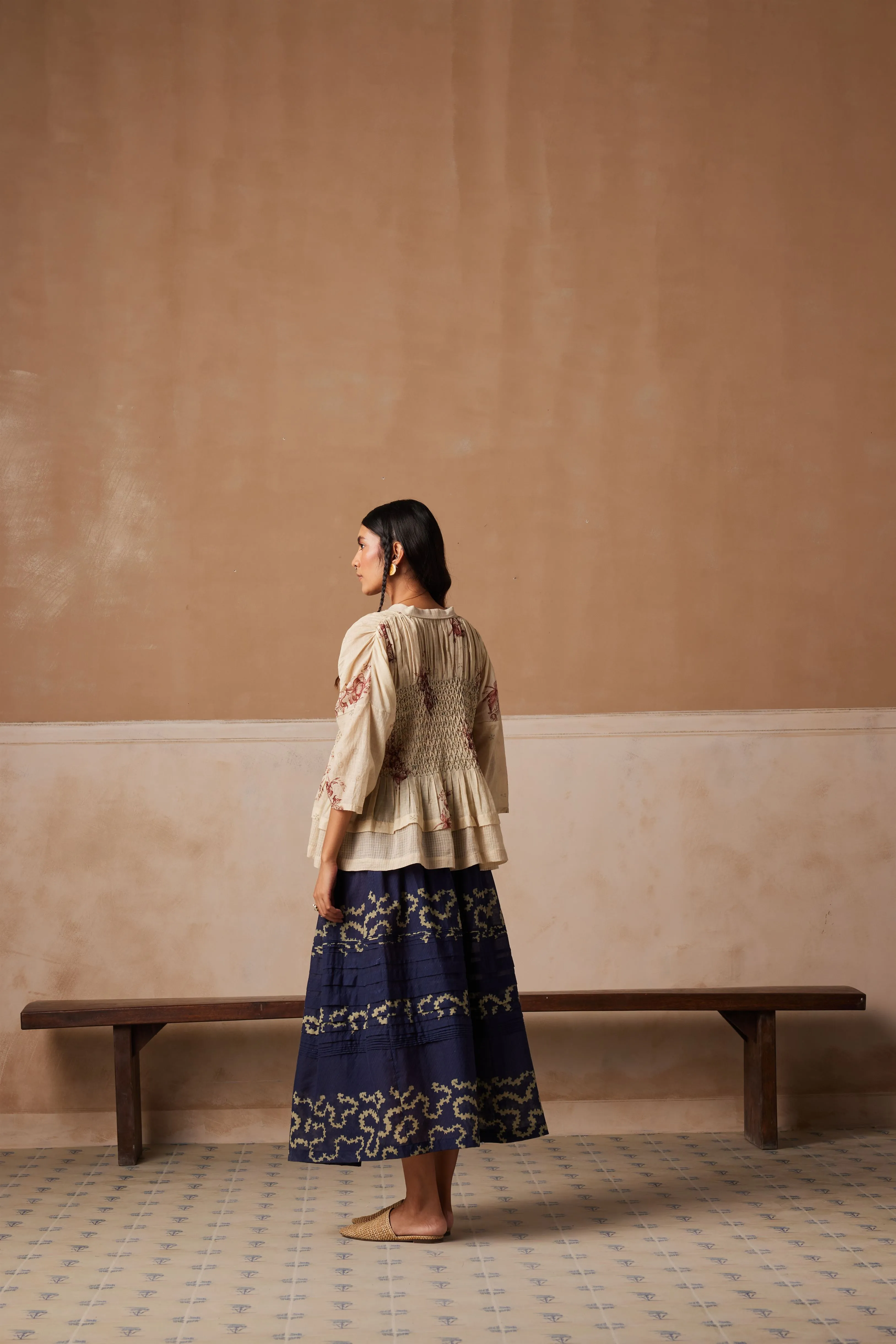 New Season Summer Fall 24-Top Jade Cotton Peony print-SS24-JADT-PNY-Fashion Edit Cord Studio