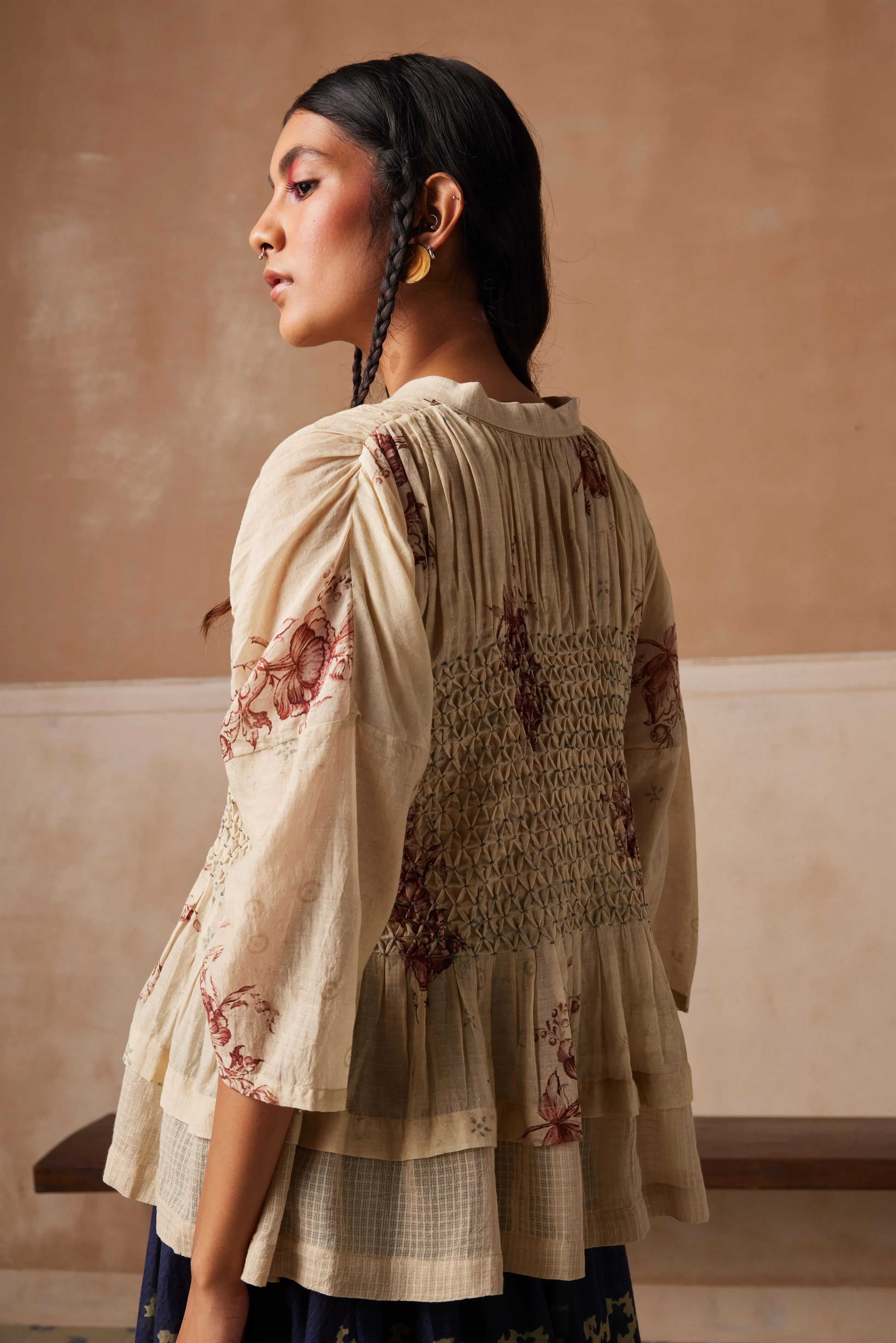 New Season Summer Fall 24-Top Jade Cotton Peony print-SS24-JADT-PNY-Fashion Edit Cord Studio