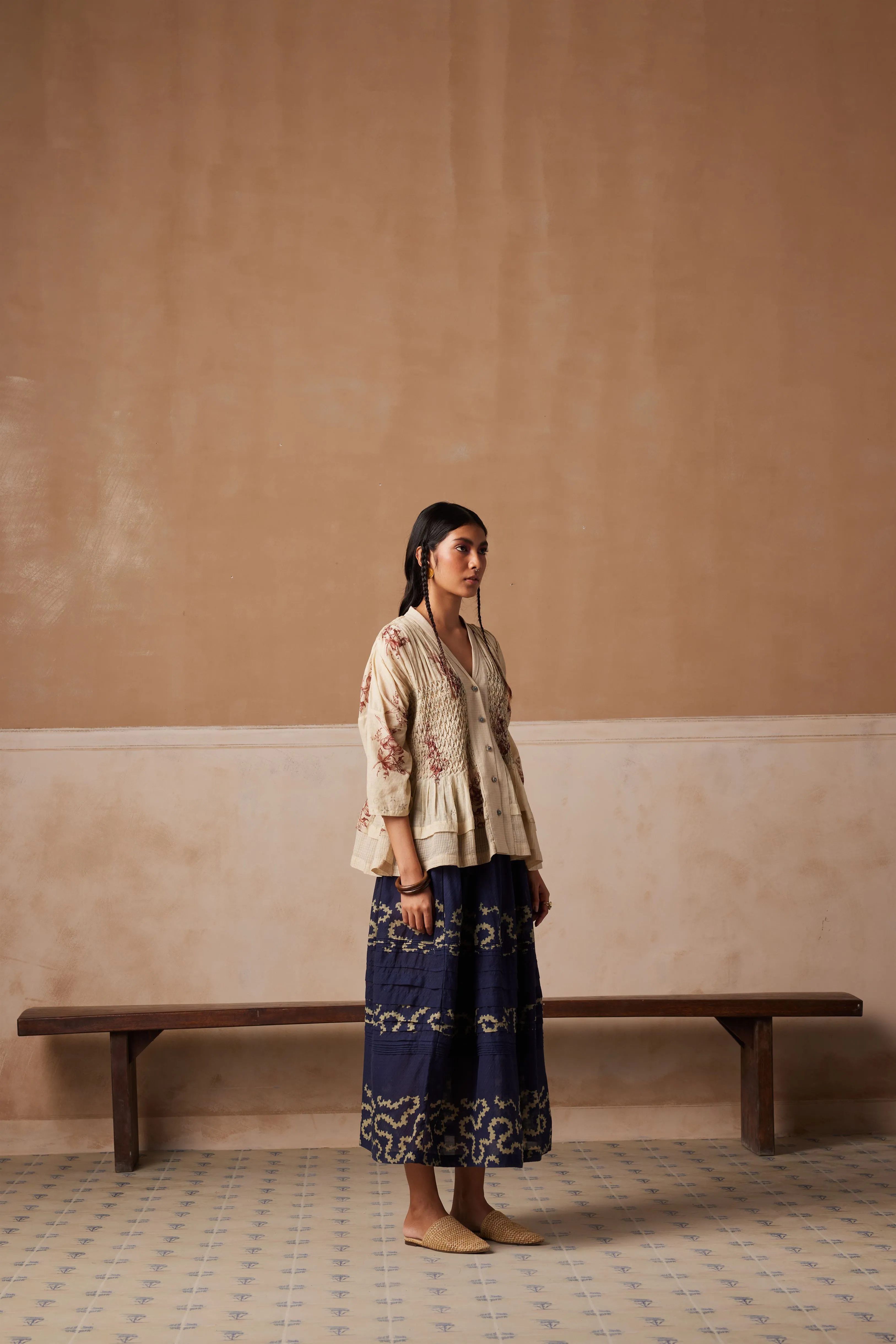 New Season Summer Fall 24-Top Jade Cotton Peony print-SS24-JADT-PNY-Fashion Edit Cord Studio