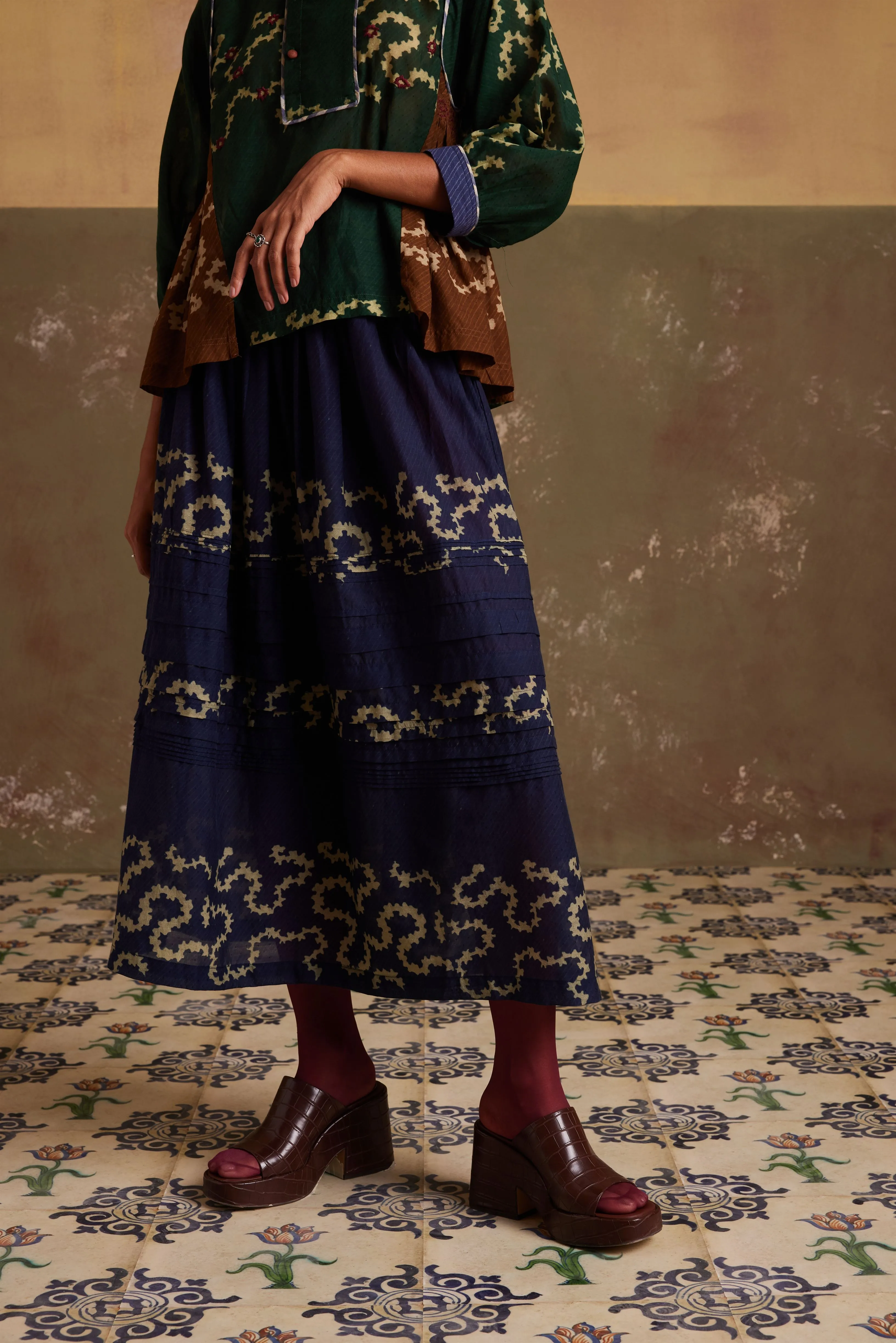 New Season Summer Fall 24-Top Maison Cotton Tan Emerald Spiral-SS24-MSNT-TES-Fashion Edit Cord Studio