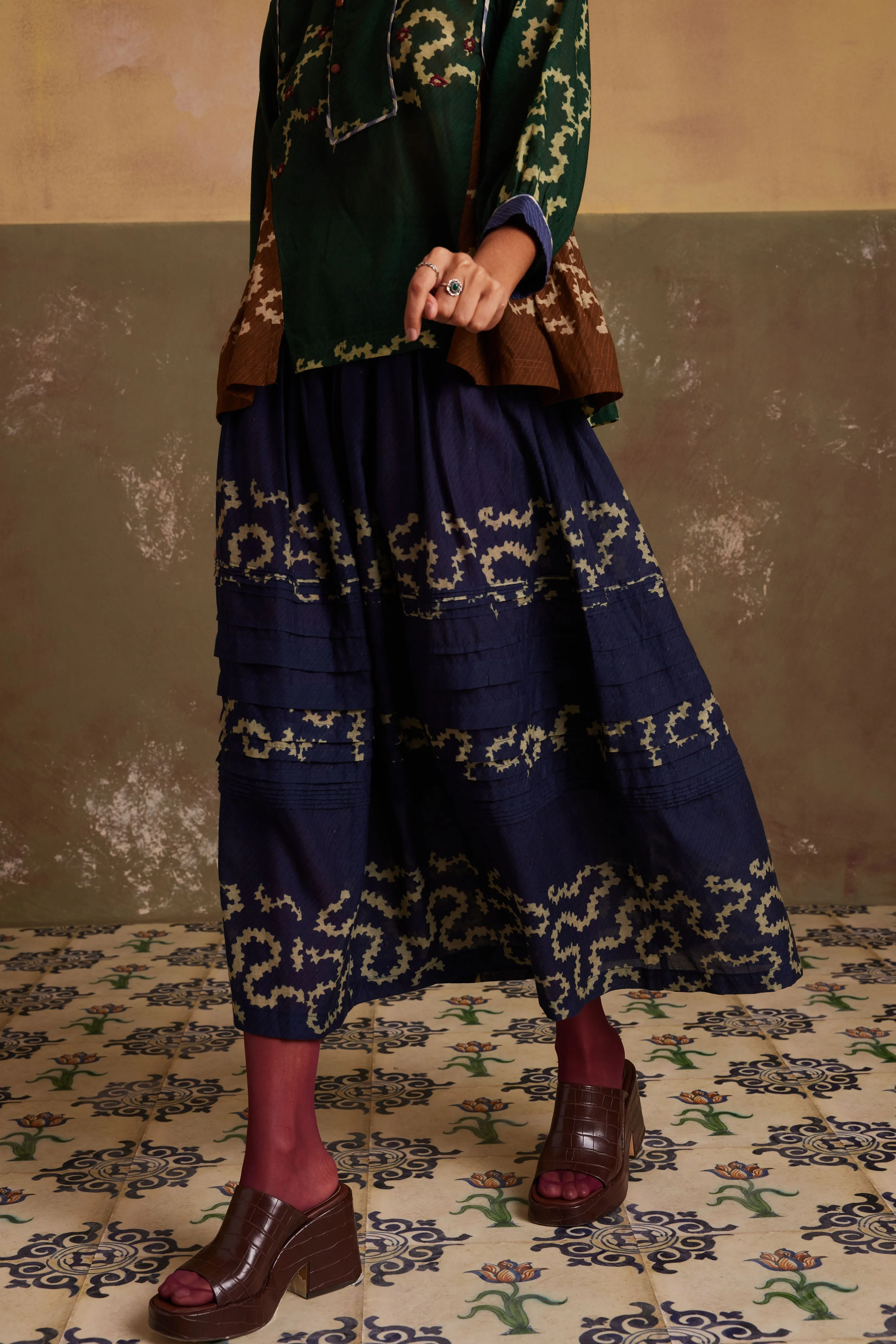 New Season Summer Fall 24-Top Maison Cotton Tan Emerald Spiral-SS24-MSNT-TES-Fashion Edit Cord Studio
