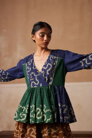 New Season Summer Fall 24-Top Poem Cotton Indigo Emerald Spiral-SS24-PMT-IES-Fashion Edit Cord Studio