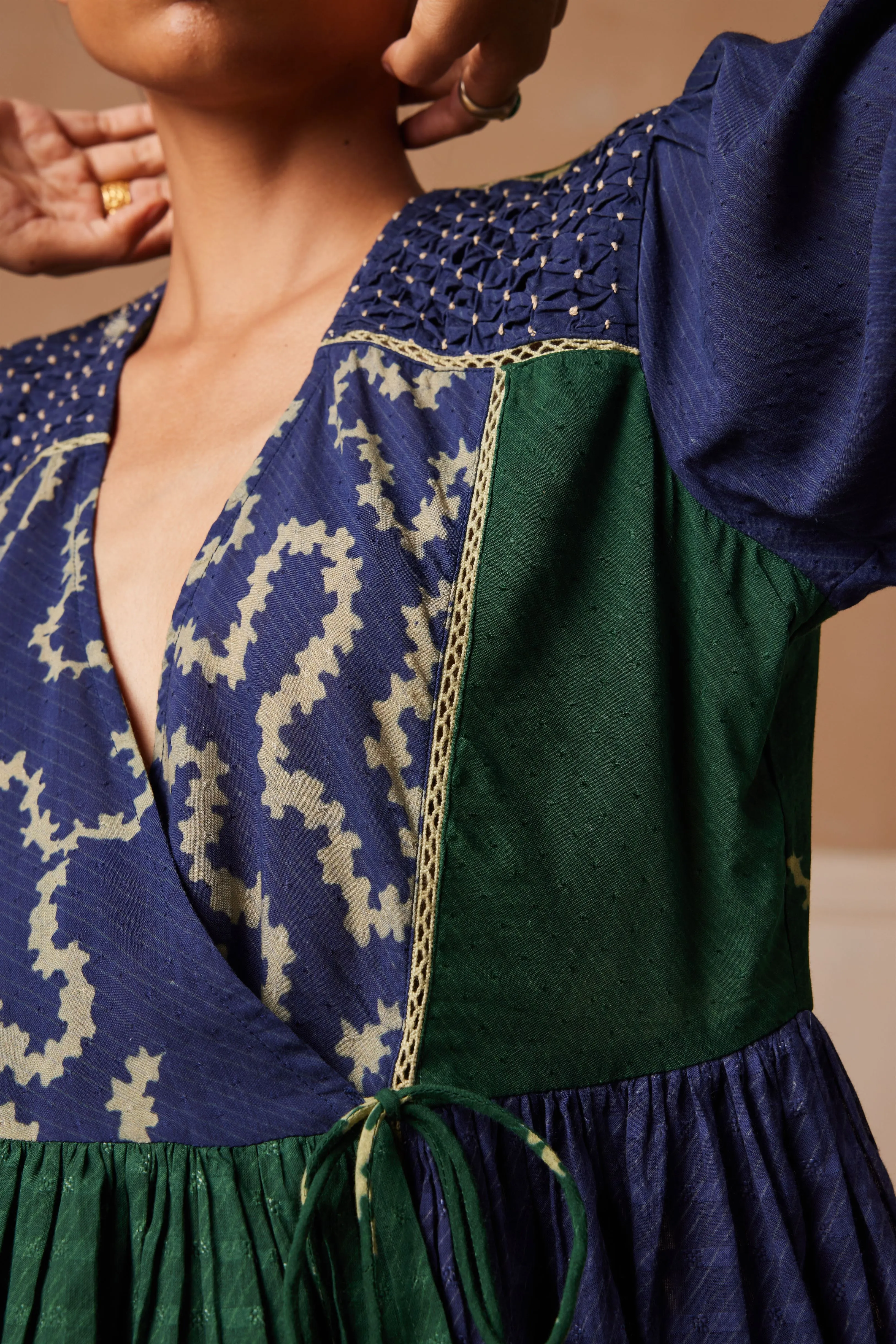 New Season Summer Fall 24-Top Poem Cotton Indigo Emerald Spiral-SS24-PMT-IES-Fashion Edit Cord Studio