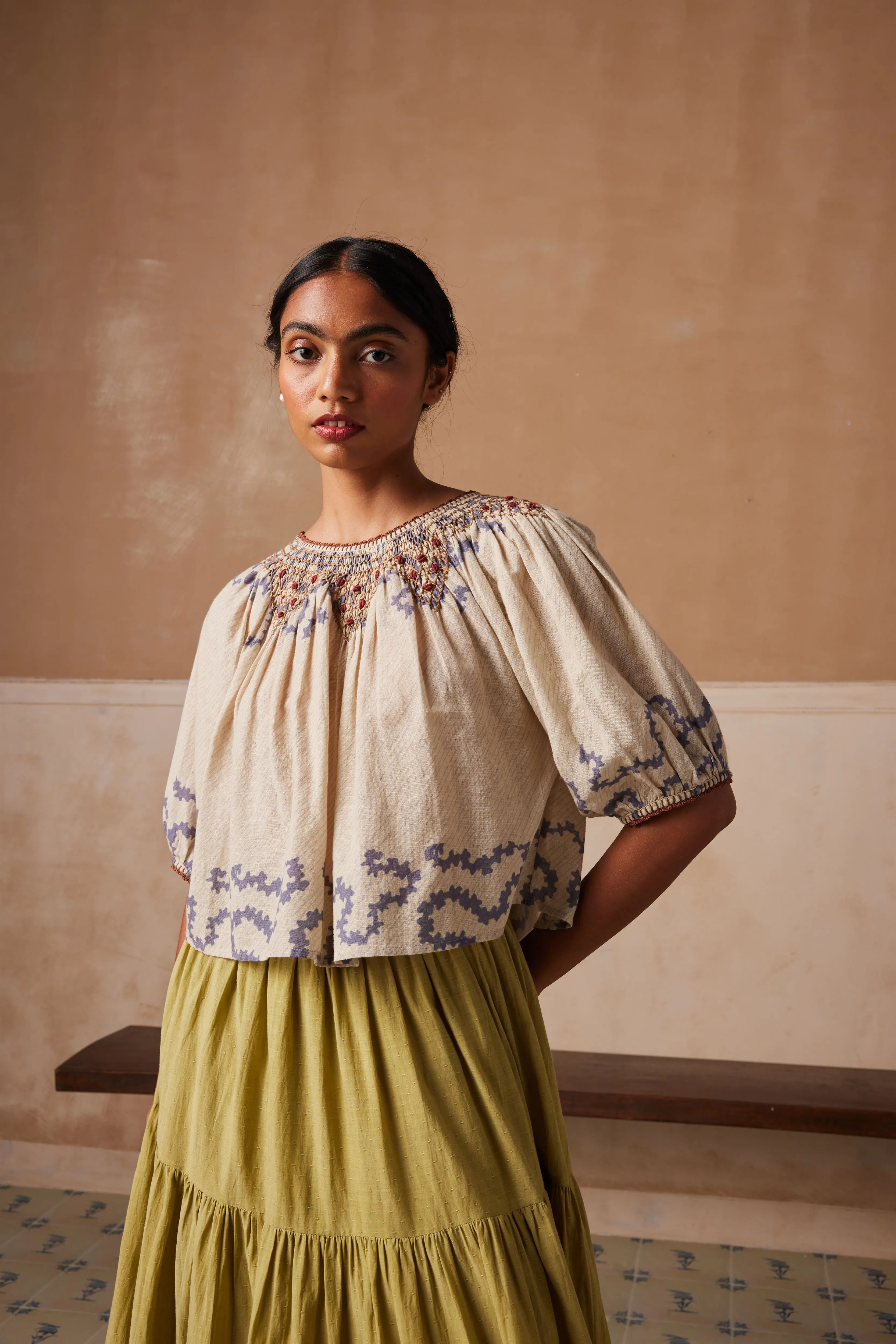 New Season Summer Fall 24-Top Rose Cotton Ivory Spiral-SS24-RT-IVYS-Fashion Edit Cord Studio