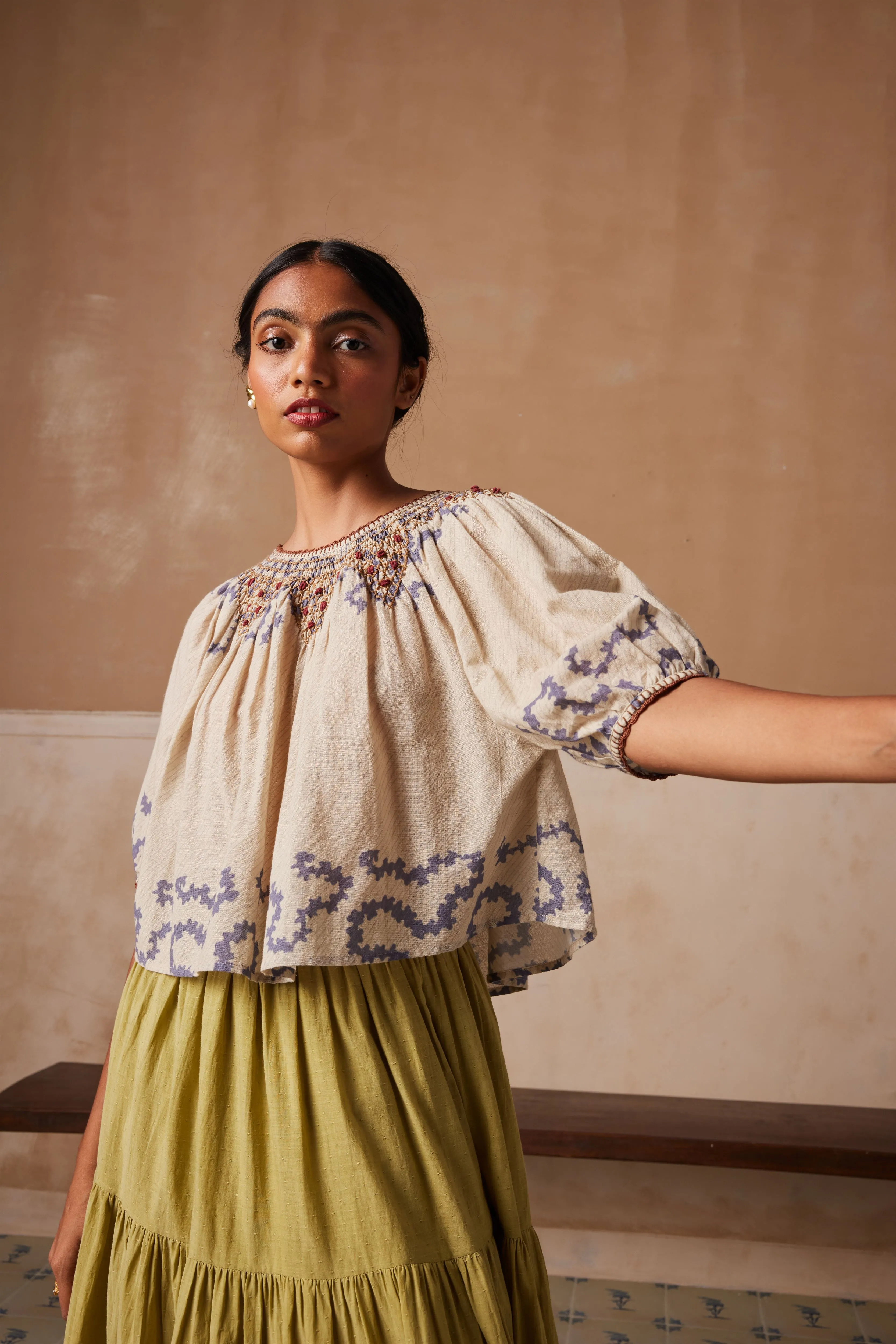 New Season Summer Fall 24-Top Rose Cotton Ivory Spiral-SS24-RT-IVYS-Fashion Edit Cord Studio
