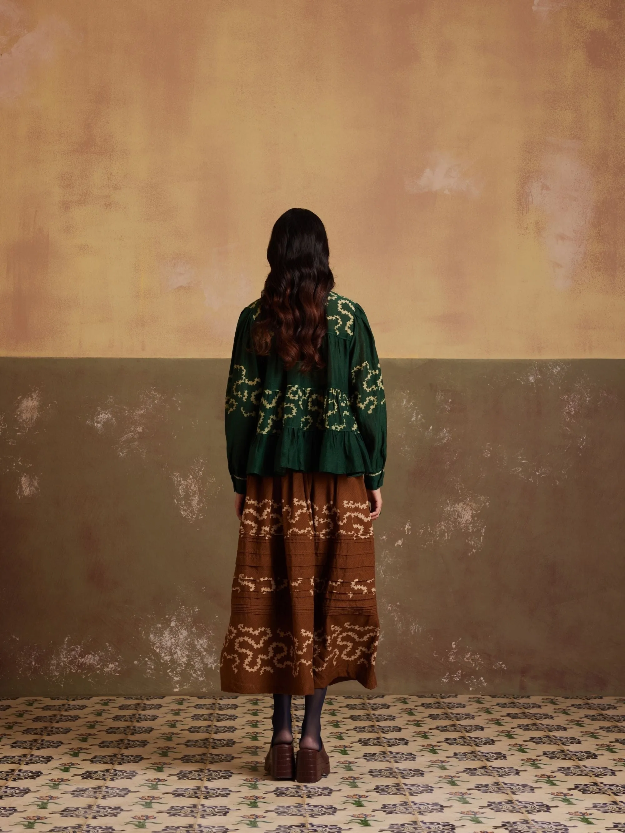 New Season Summer Fall 24-Top Skirt Tier Co-Ord Set Cotton Spiral print-SS24-TRST-SP-Fashion Edit Cord Studio