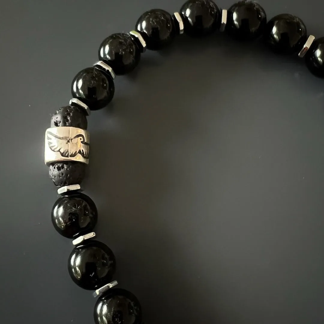 Night Eagle Onyx Stone Beaded Bracelet