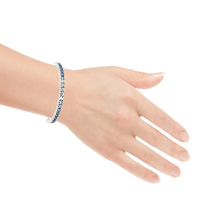 Ombre Sapphire Tennis Bracelet in 18k White Gold, 7.20 Carats Total