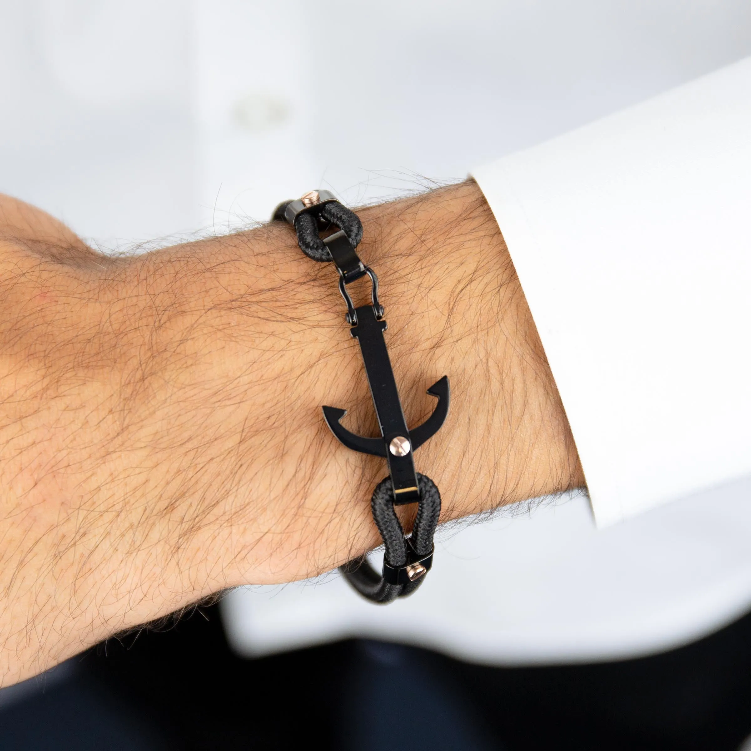 Onyx Anchor Bracelet