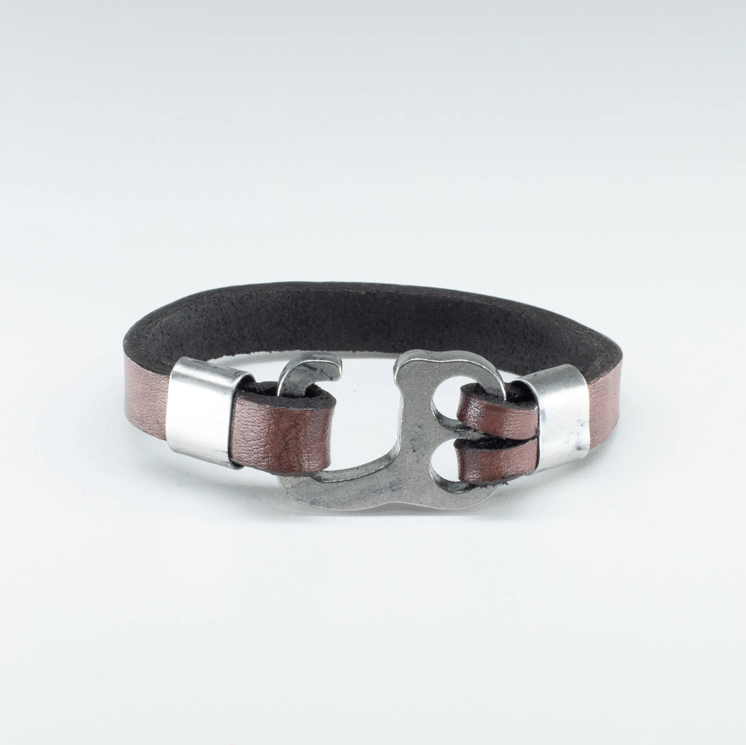 Organic Leather Band with a Stainless Steel “Sailer Hook” Clasp
