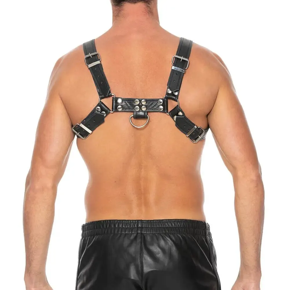Ouch Black Bondage Leather Chest Bulldog Large to Xlarge Harness