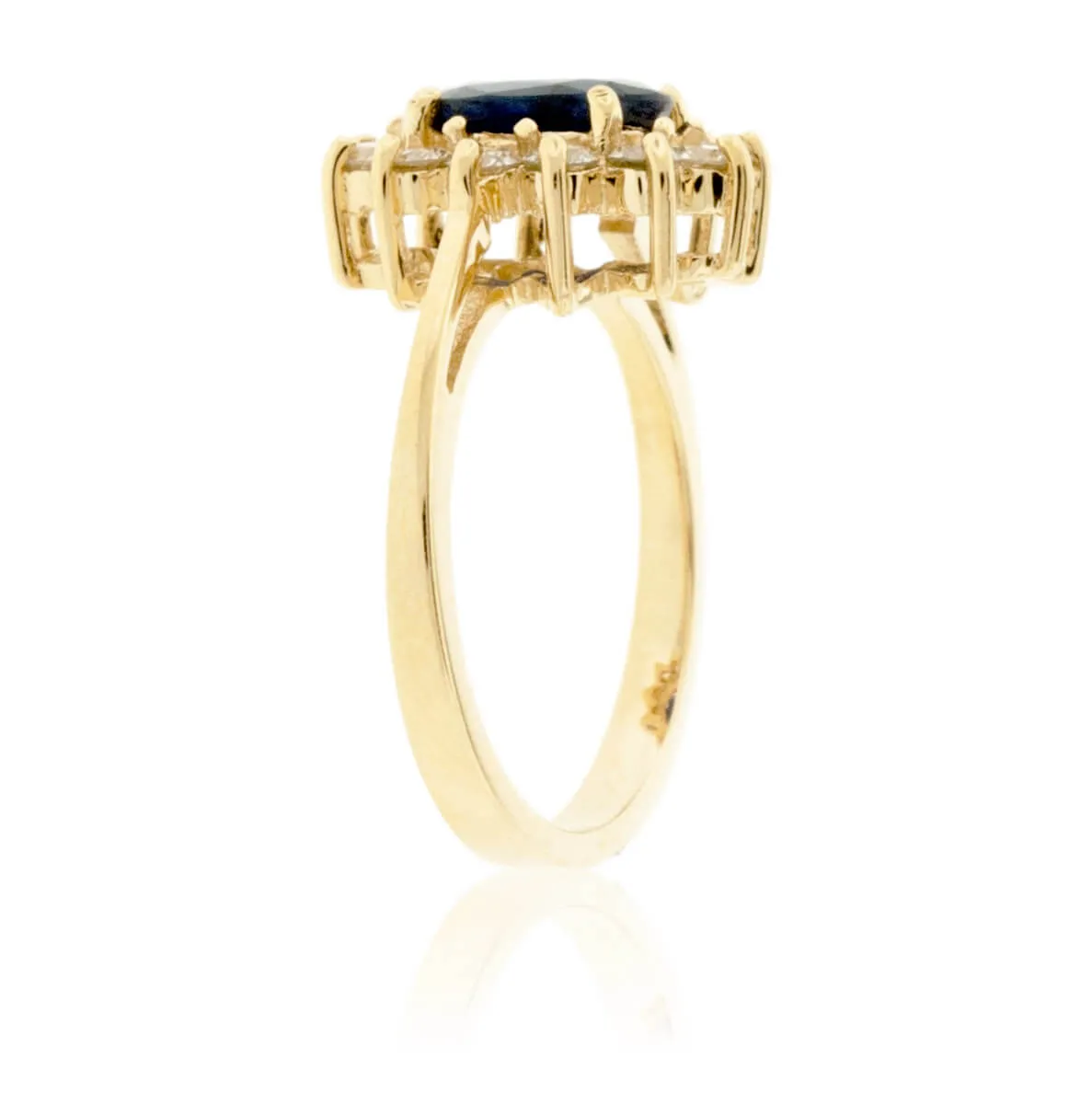 Oval Blue Sapphire & Diamond Classic Halo Ring