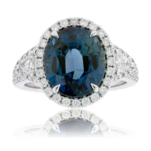 Oval NO Heat Sapphire & Diamond Ring