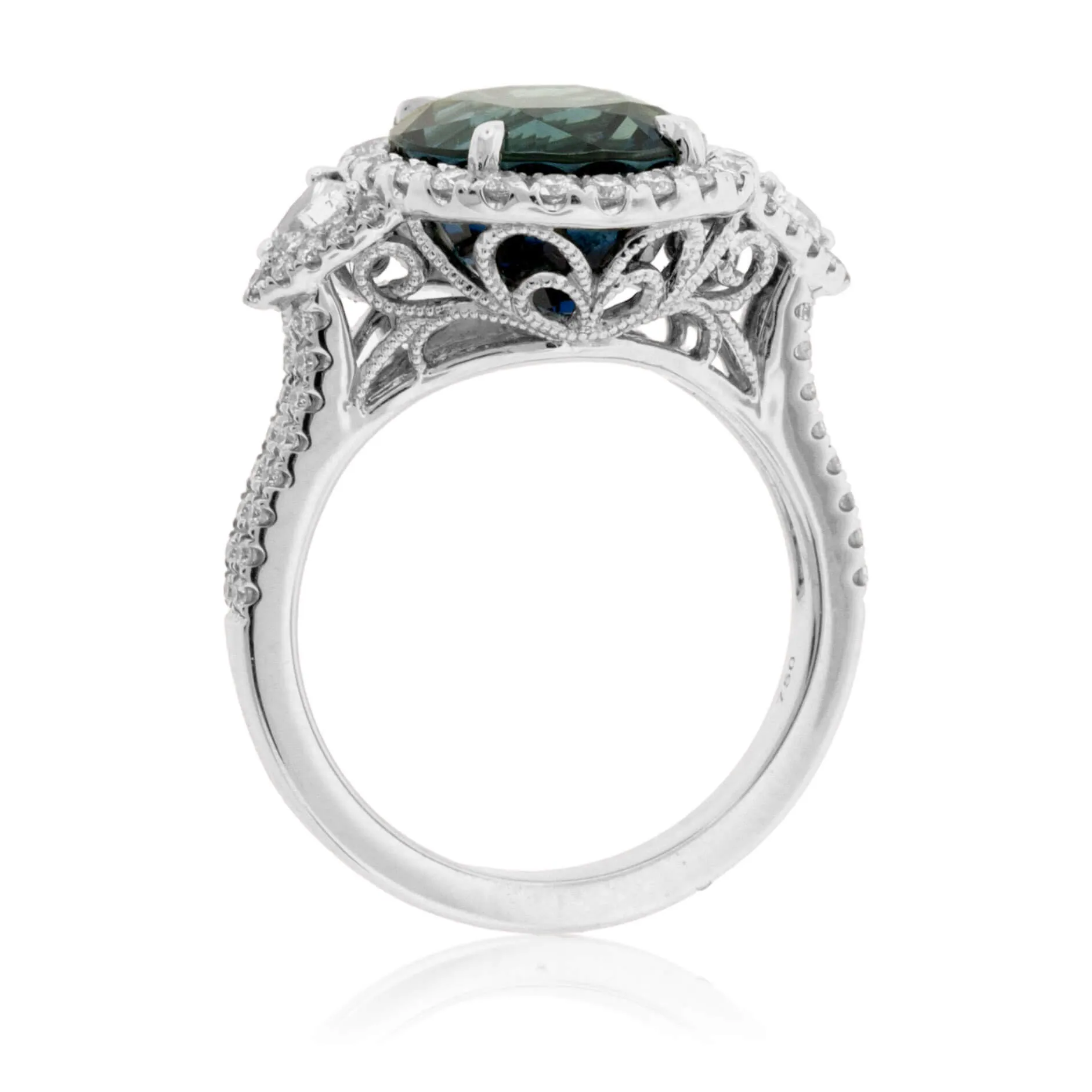 Oval NO Heat Sapphire & Diamond Ring