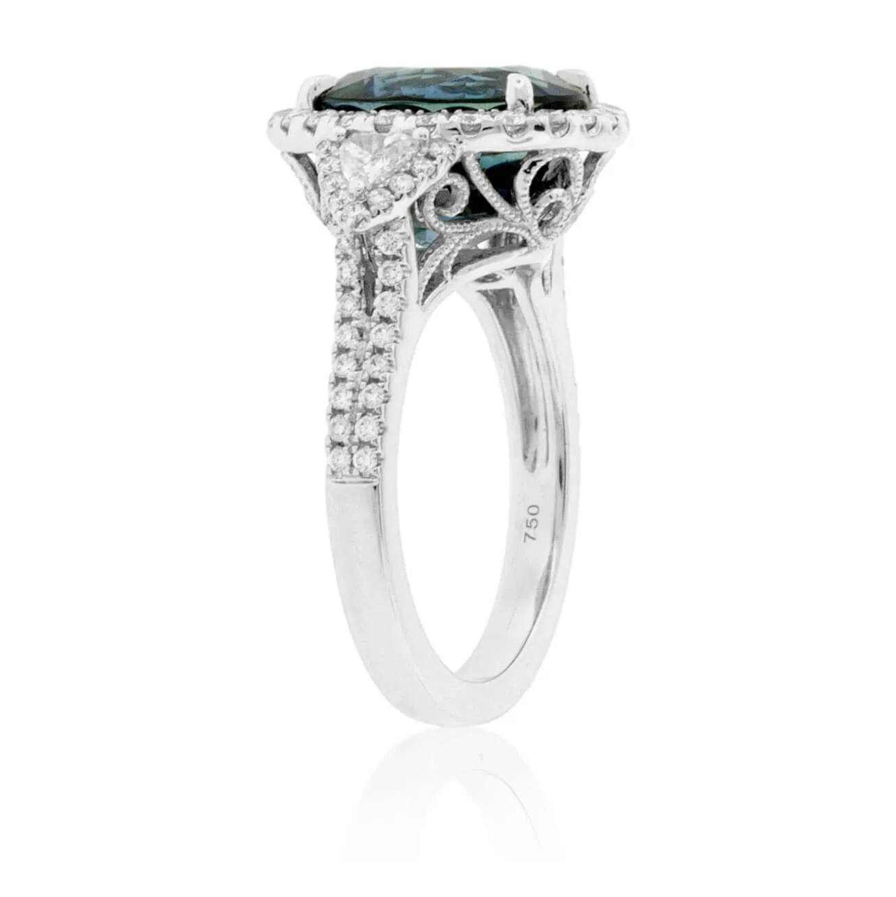 Oval NO Heat Sapphire & Diamond Ring