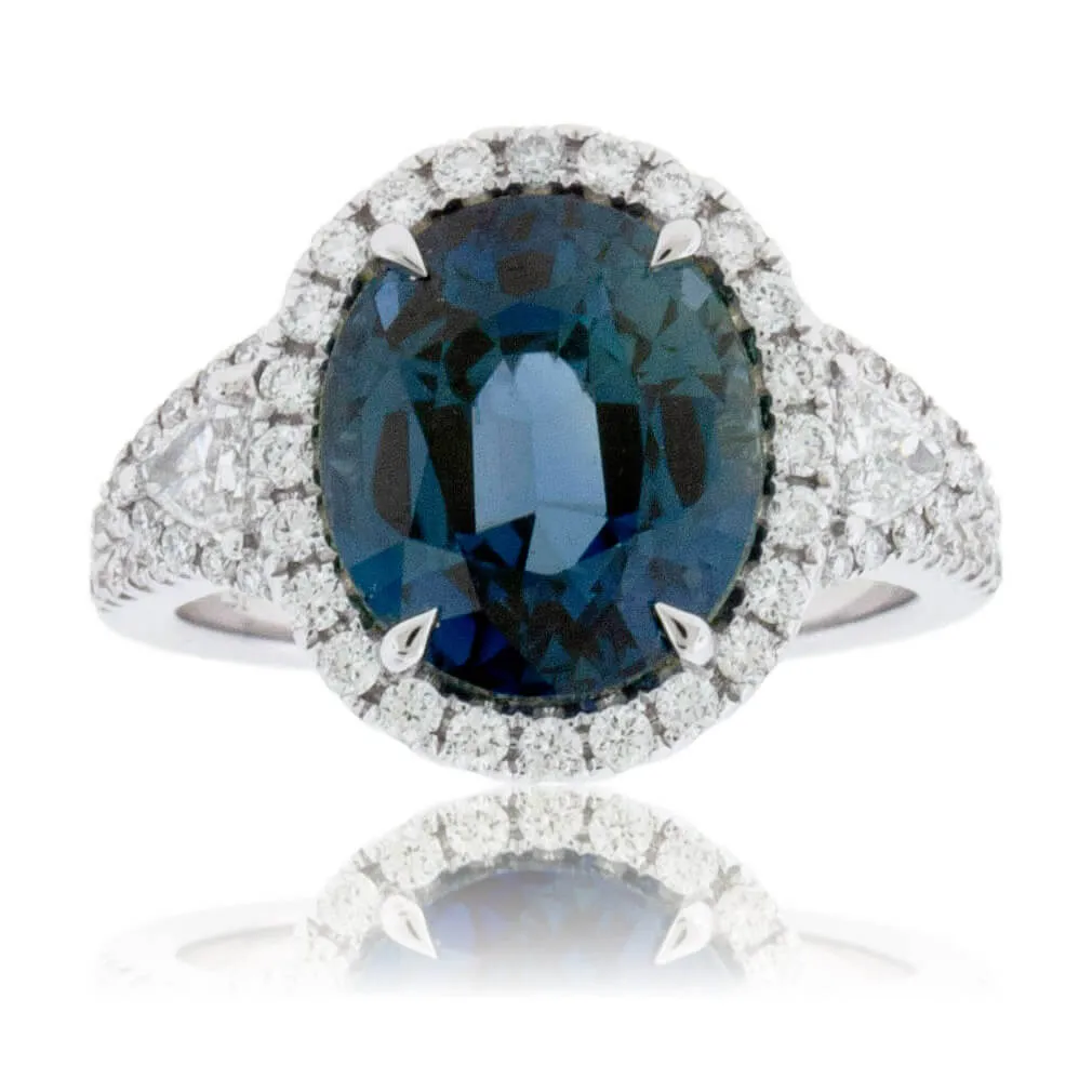Oval NO Heat Sapphire & Diamond Ring