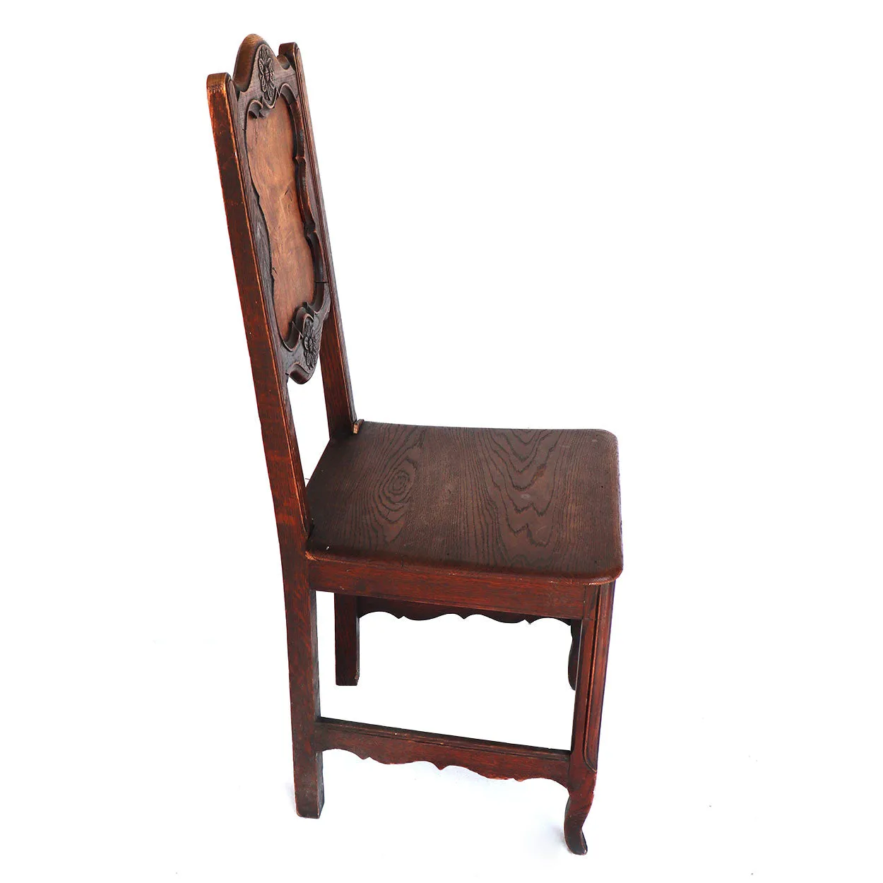 Pair French Provincial Louis XV Revival Oak and Elm Side Chairs