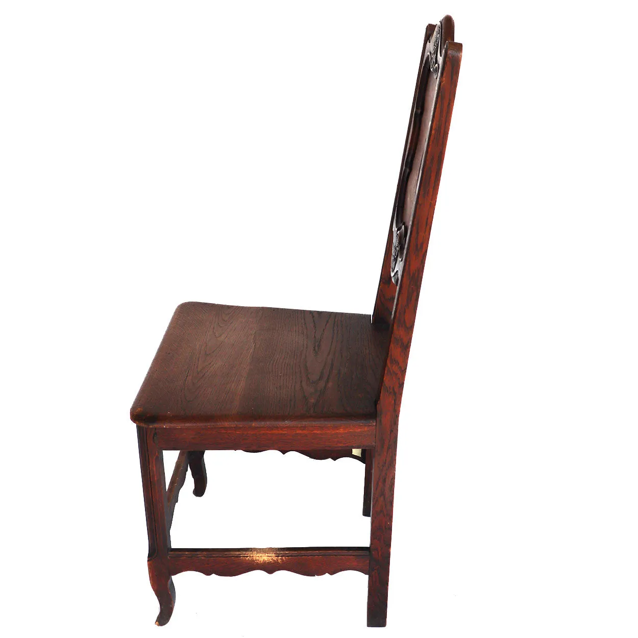 Pair French Provincial Louis XV Revival Oak and Elm Side Chairs