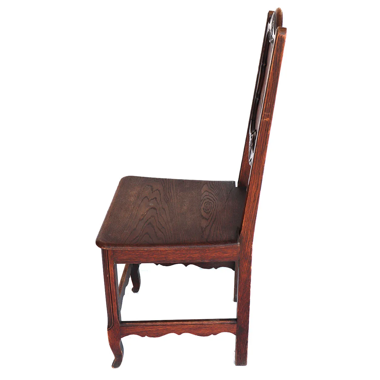Pair French Provincial Louis XV Revival Oak and Elm Side Chairs