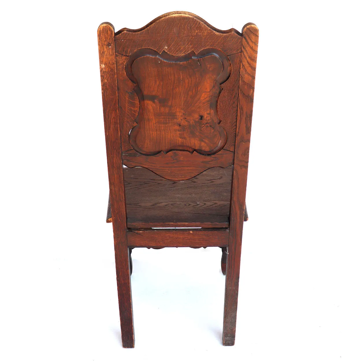 Pair French Provincial Louis XV Revival Oak and Elm Side Chairs