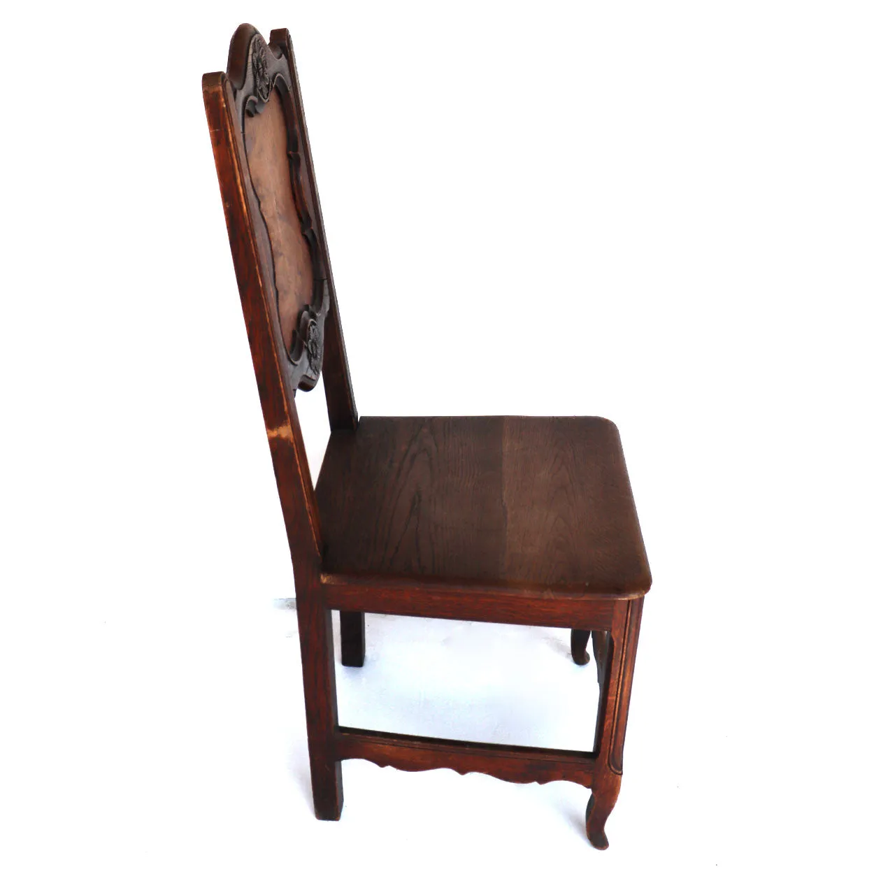 Pair French Provincial Louis XV Revival Oak and Elm Side Chairs