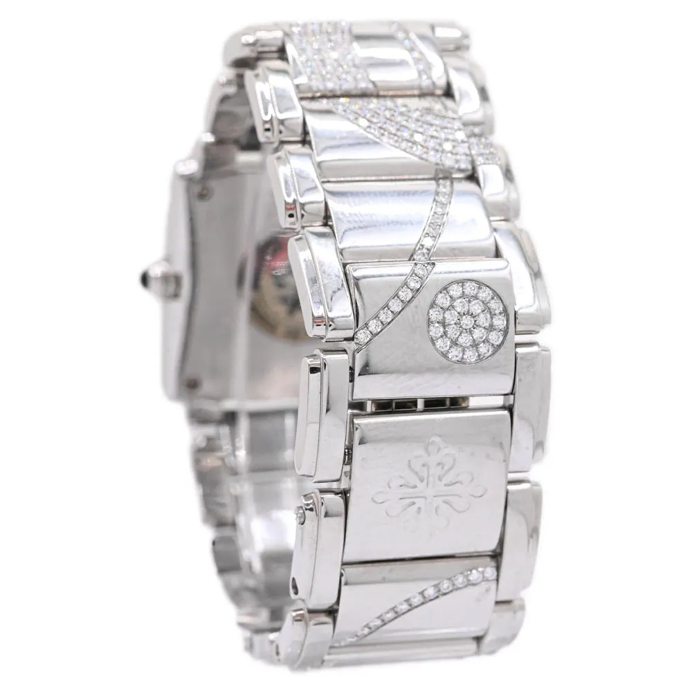 Patek Philippe Ladies Stainless Steel25mm White MOP Roman Dial Watch Reference #: 4910/49G-001