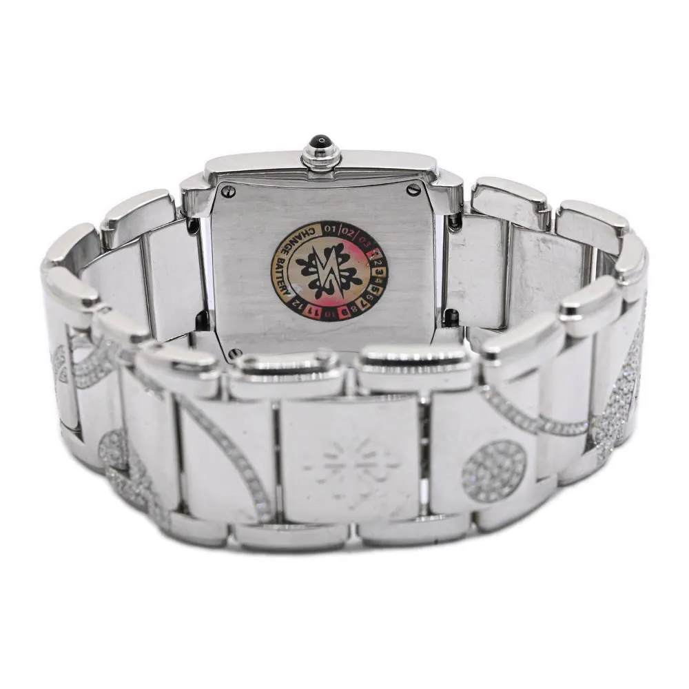 Patek Philippe Ladies Stainless Steel25mm White MOP Roman Dial Watch Reference #: 4910/49G-001