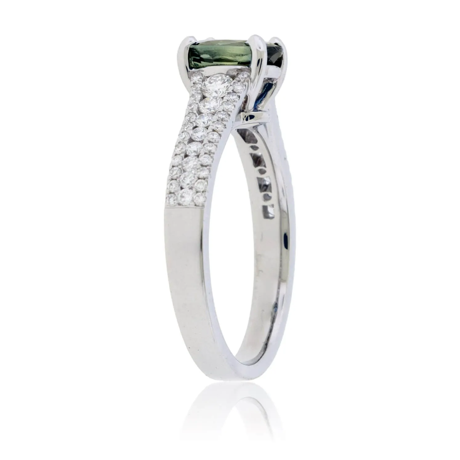 Peacock Blue-Green No Heat Sapphire & Diamond Ring