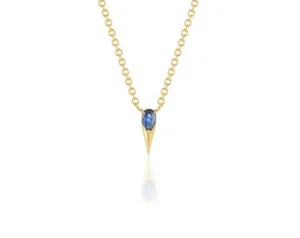 Pear-Shaped Blue Sapphire Necklace-Yellow Gold