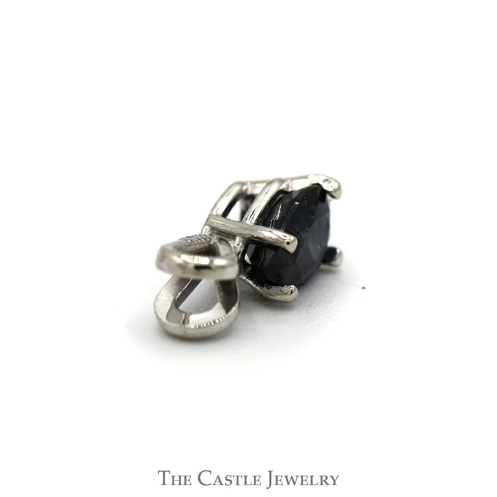Pear Shaped Sapphire Pendant in 14k White Gold Split Bail Basket Mounting