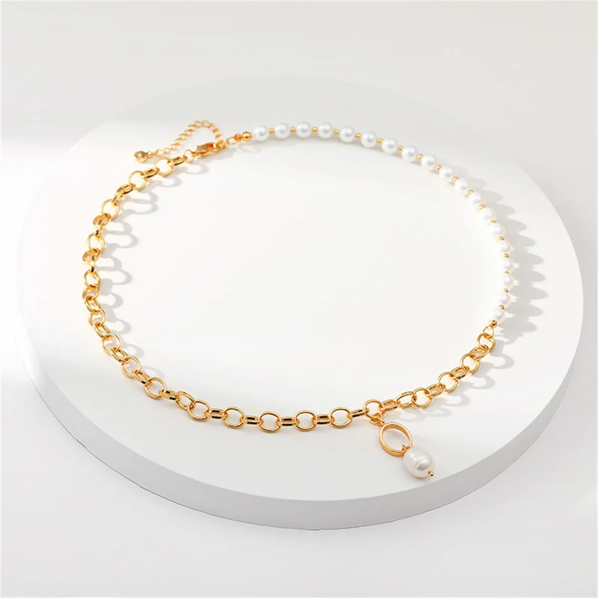Pearl & 18K Gold-Plated Chain-Accent Pendant Necklace