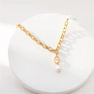 Pearl & 18K Gold-Plated Chain-Accent Pendant Necklace
