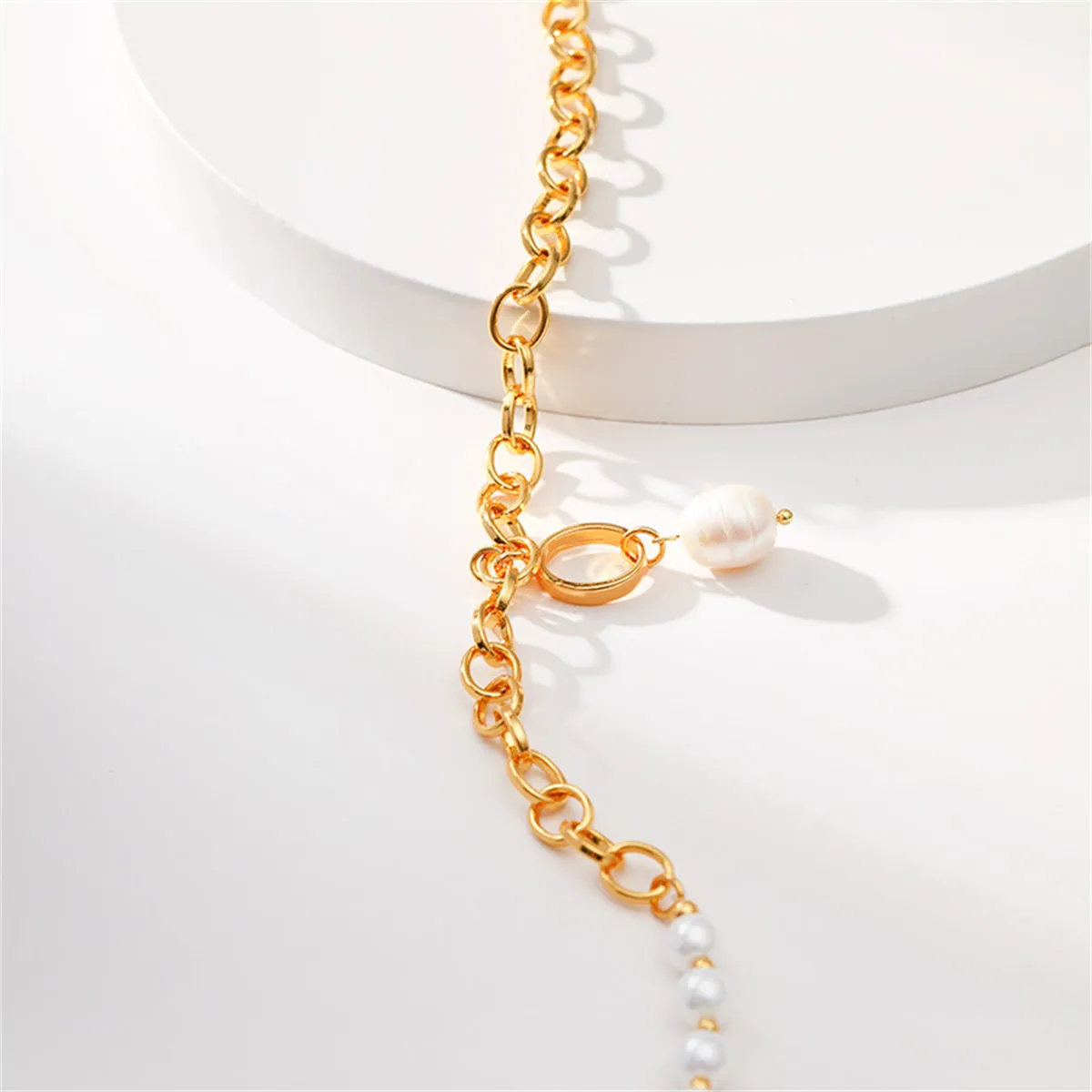 Pearl & 18K Gold-Plated Chain-Accent Pendant Necklace