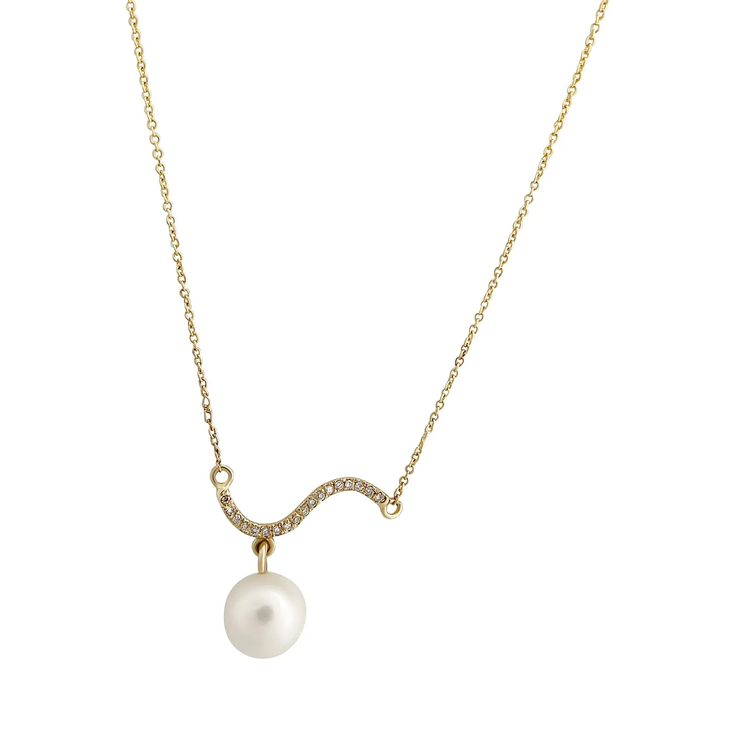 Pearl Drop Wave Necklace