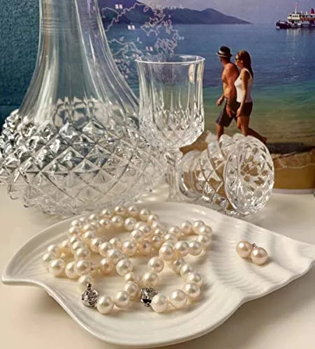 Pearl Romance 20" inch 3pc Set Cultured Round White Strand Pearl Necklace Bracelet Stud Earrings Genuine Freshwater 6mm 7mm 8mm 9mm 10mm 11mm (6.0-6.5mm)