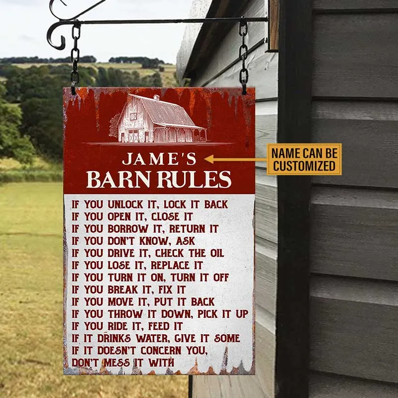 Personalized Barn Rules Classic Metal Sign