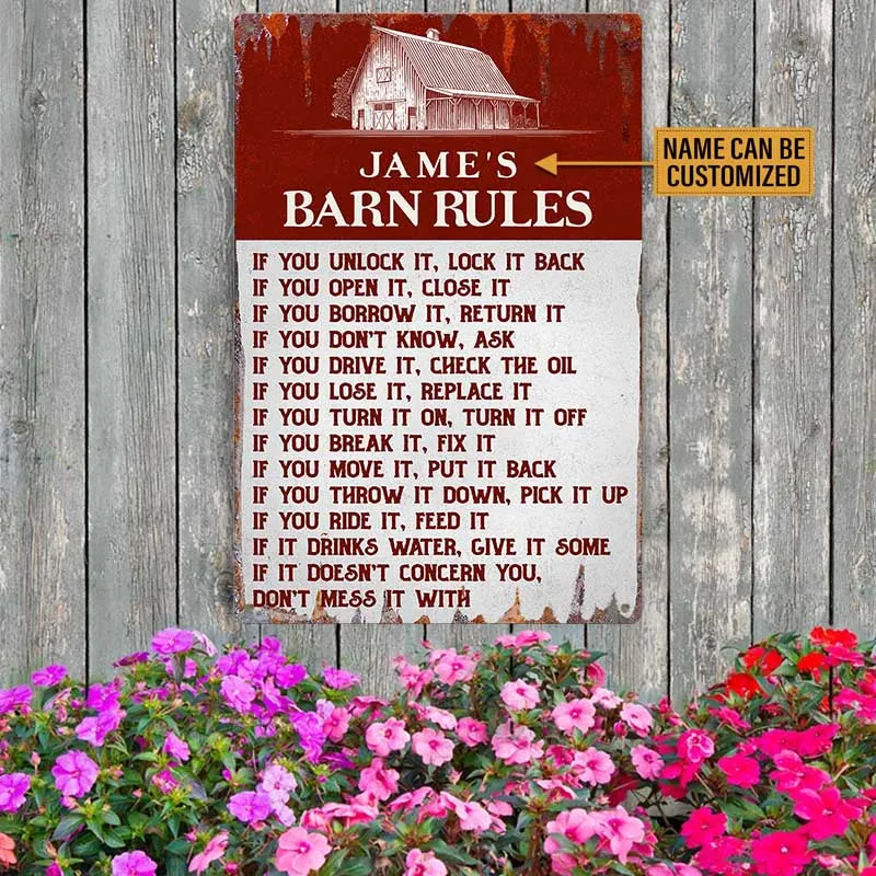 Personalized Barn Rules Classic Metal Sign