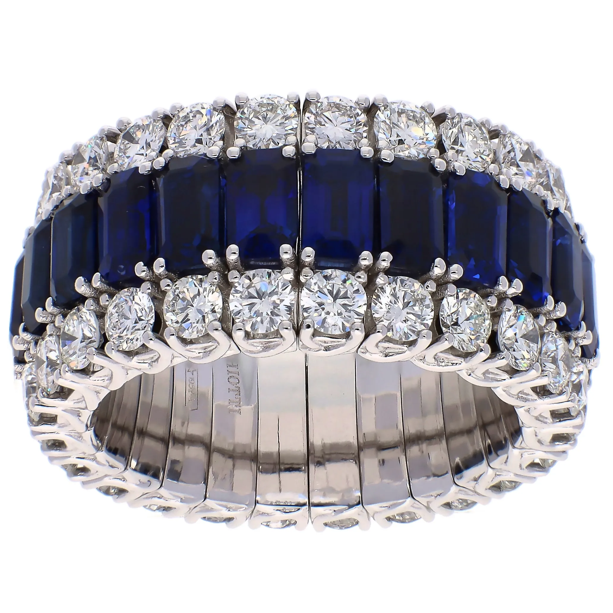 Picchiotti Xpandable 18K White Gold Sapphire and Diamond Band Ring